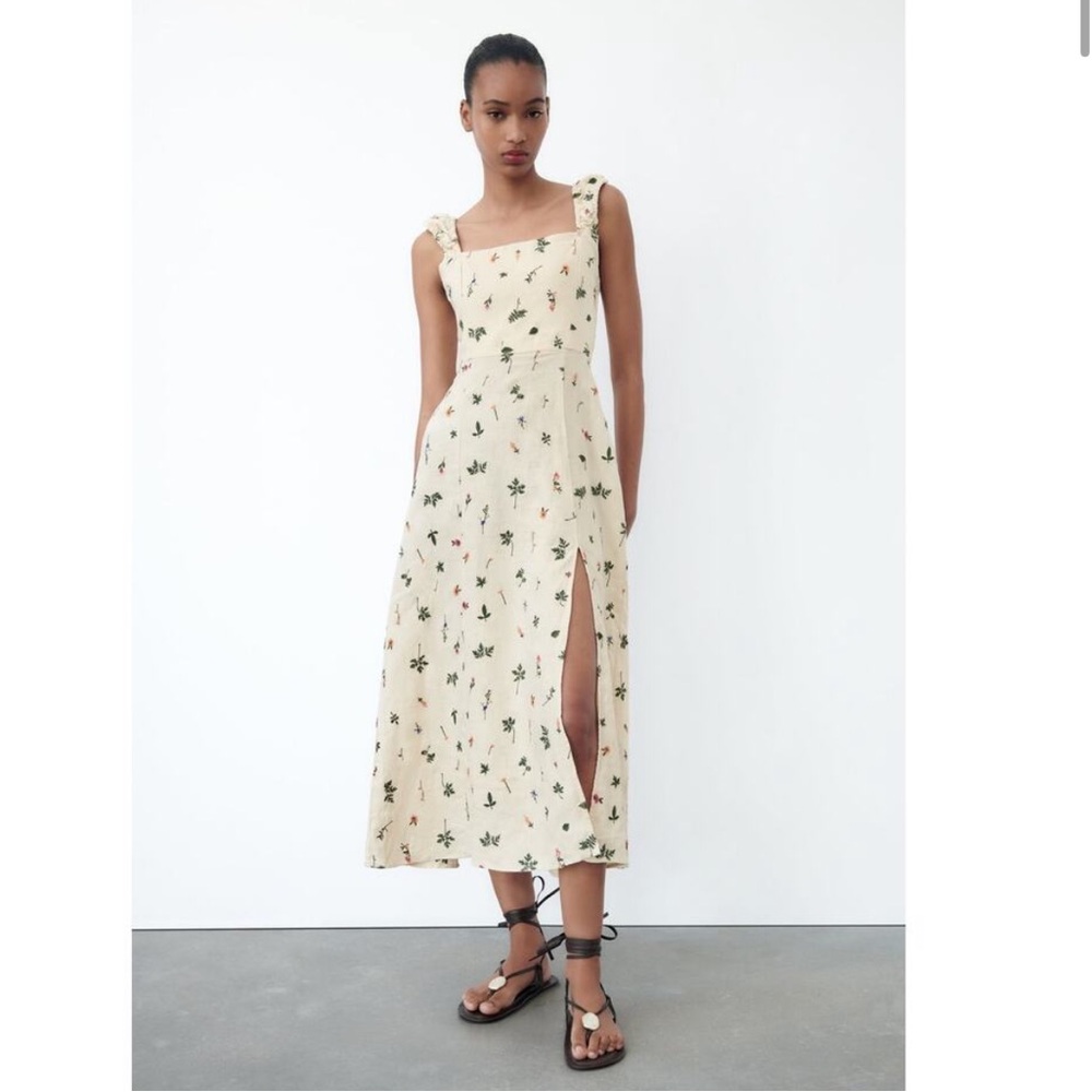 Zara White Pleated Tiered Sundress